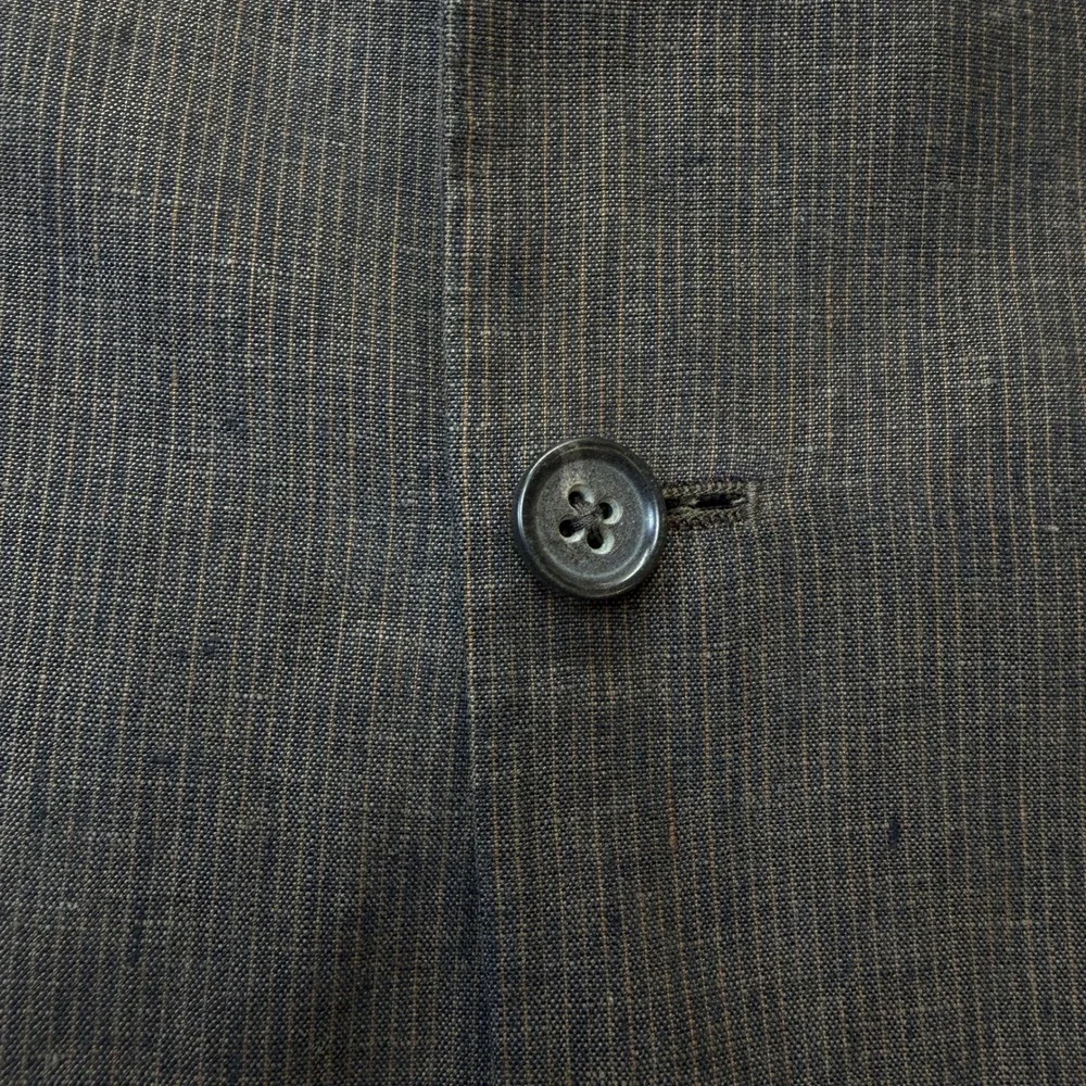 Banana Republic Mens 46R Linen Blazer‎ Brown Pinstripe 2 Button Sport Coat
